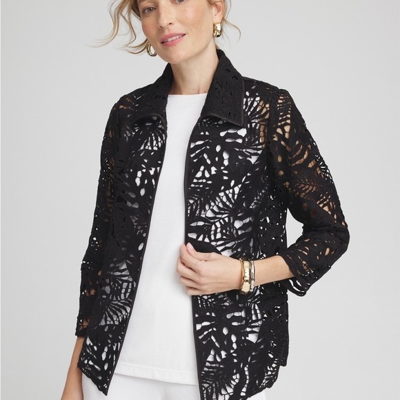 Chico’s The Travelers™ Collection Black Lace Jacket - Picture 8 of 11